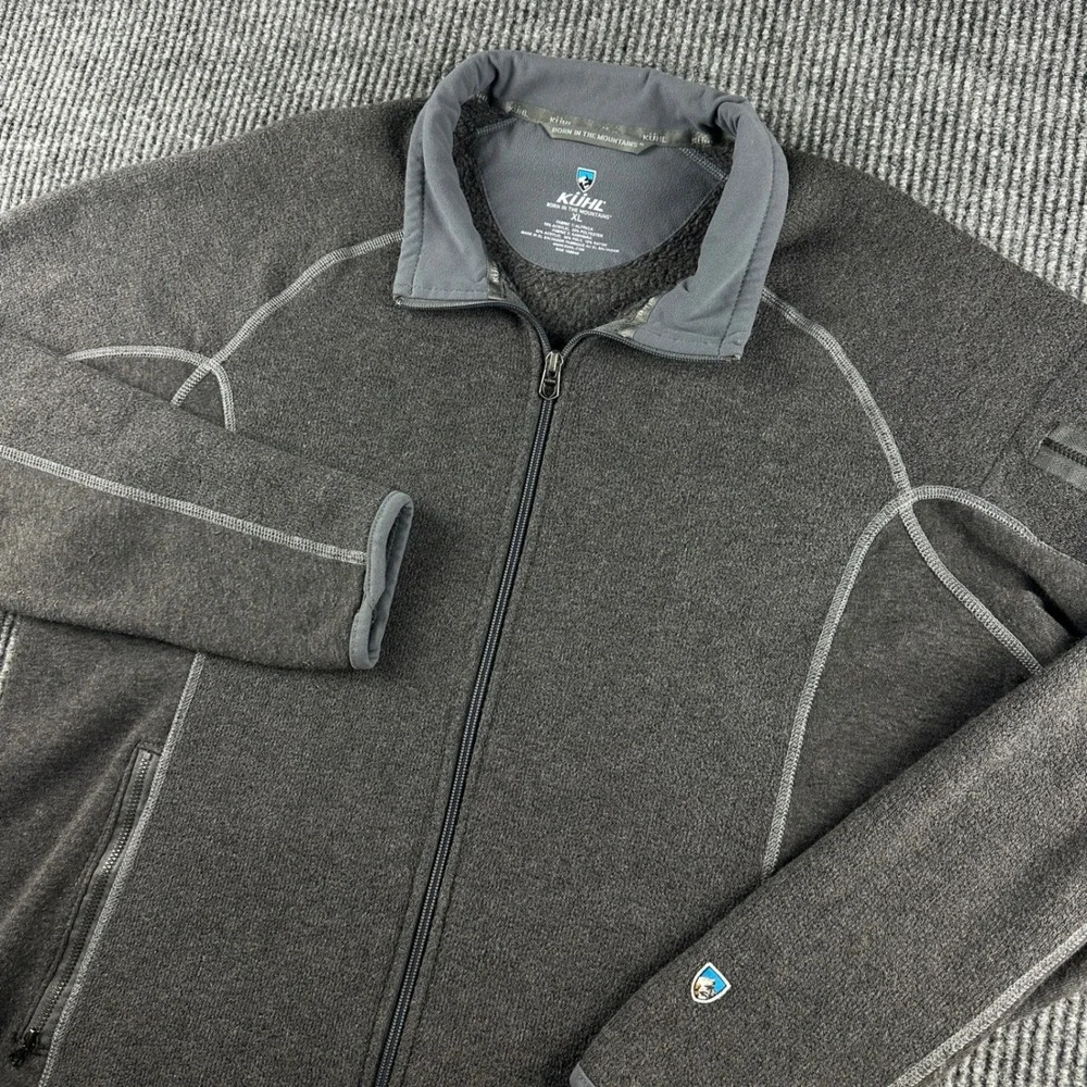 Kuhl‎ Interceptr Fleece Full Zip Jacket Mens XL Charcoal Gray Alfpaca Kashmira